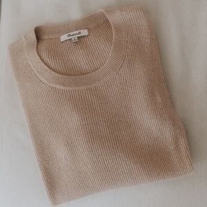 Madewell peach light pink sparkle ribbed top.